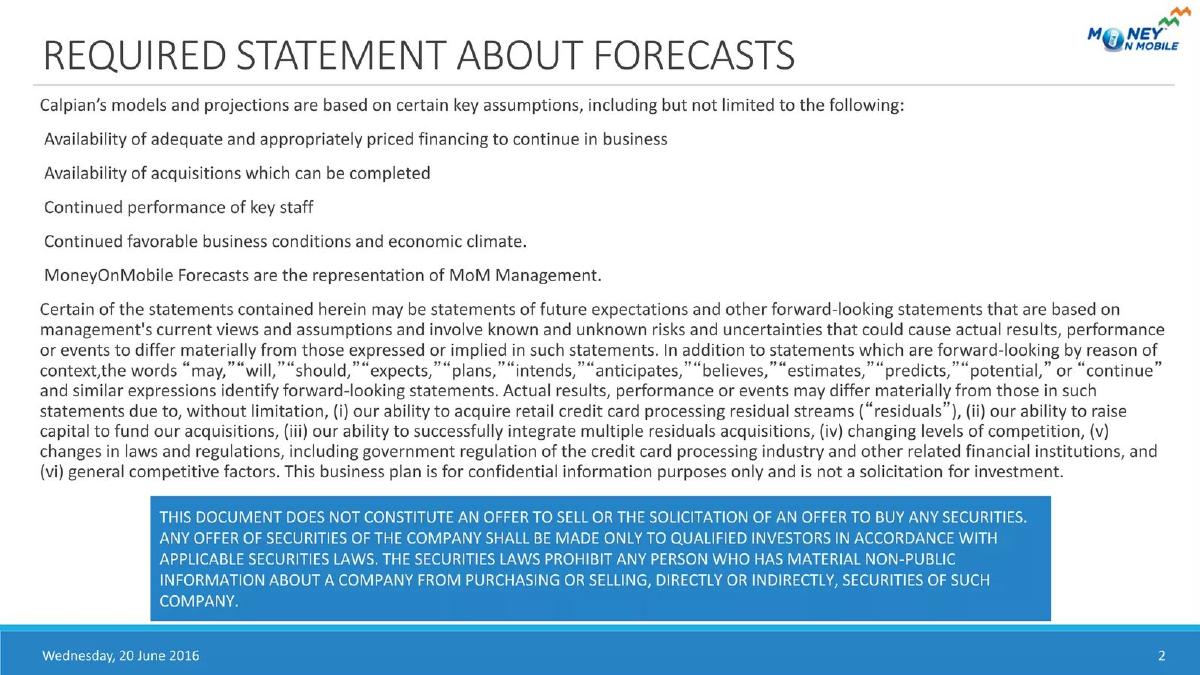 Calpian (MoneyOnMobile) pitch deck slide 2 of 26
