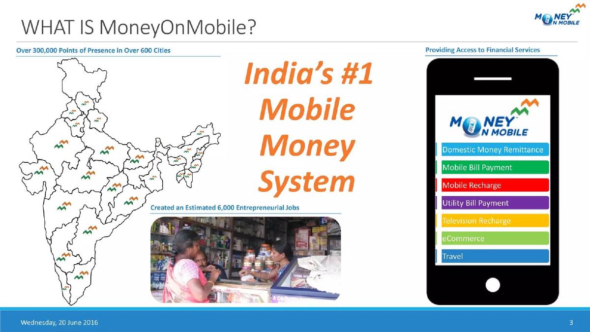 Calpian (MoneyOnMobile) pitch deck slide 3 of 26