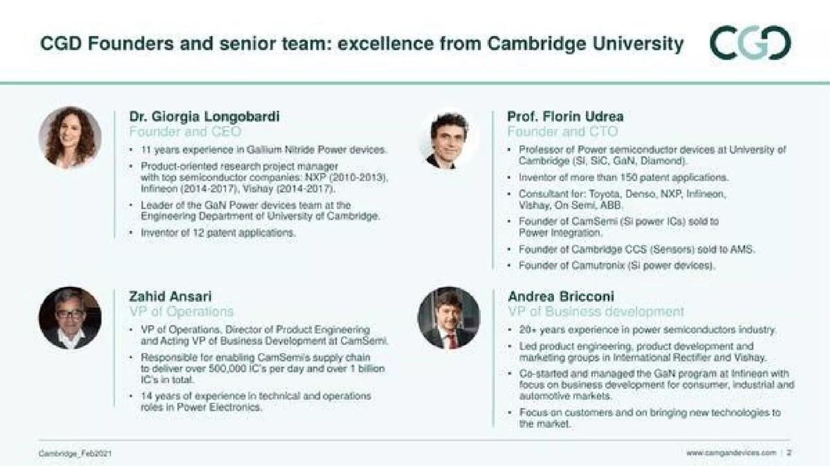 Cambridge GaN Devices pitch deck slide 2 of 11
