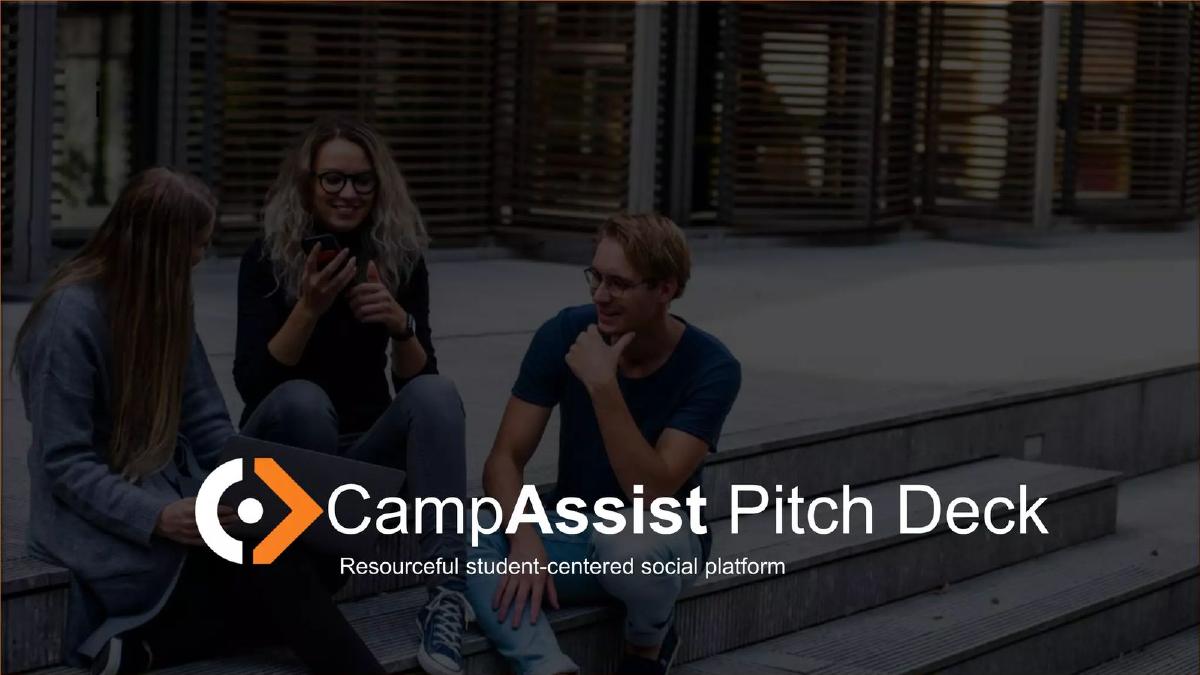CampAssist pitch deck slide 1 of 9