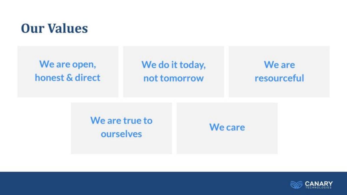 Canary Technologies pitch deck culture slide 21