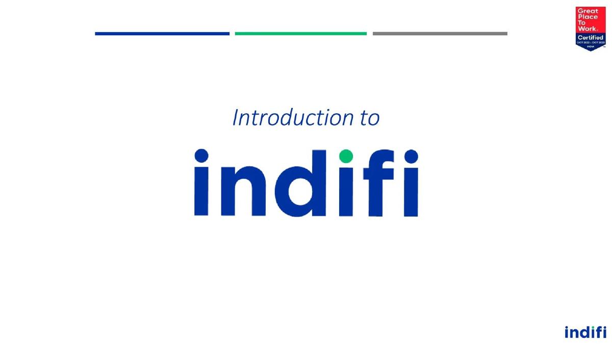 Indifi pitch deck slide 1 of 12