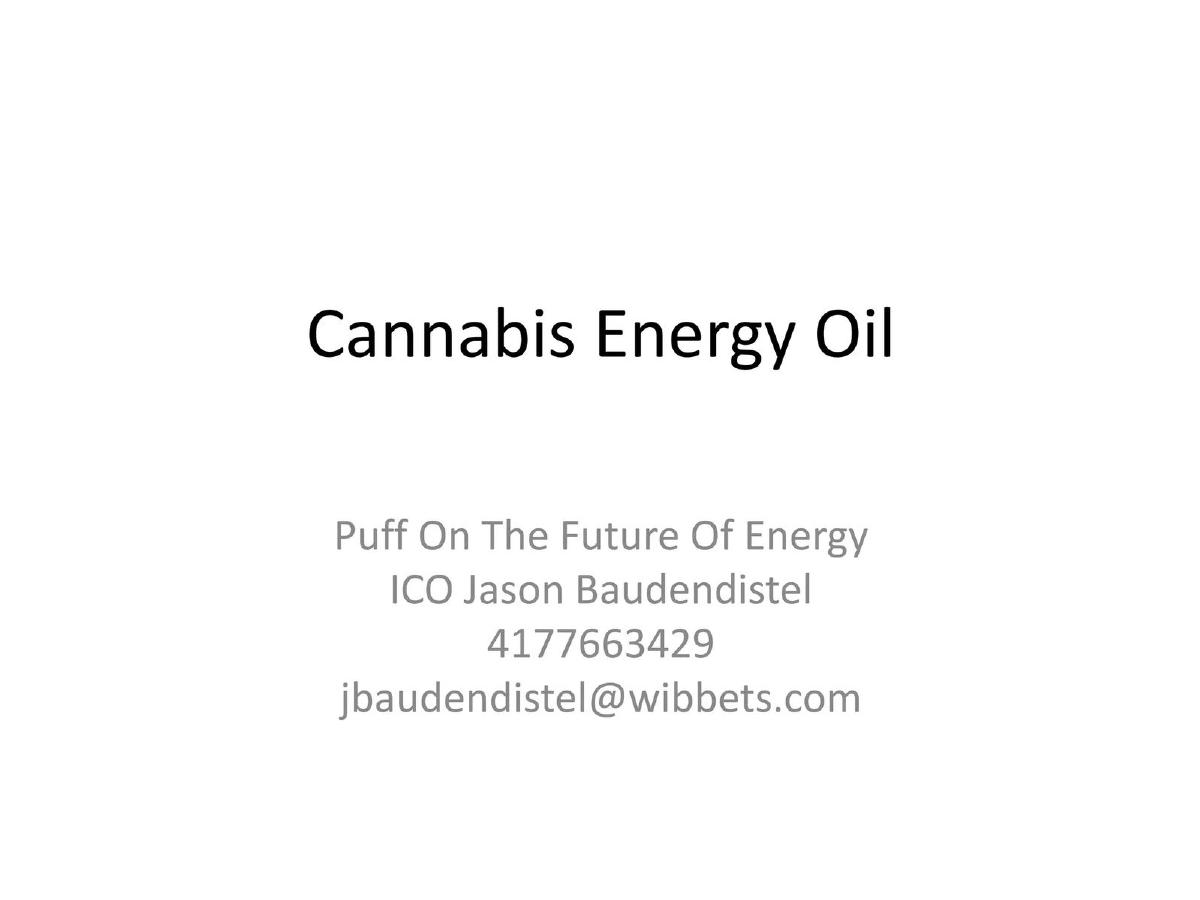 Cannabis Energy Oil pitch deck slide 1 of 6