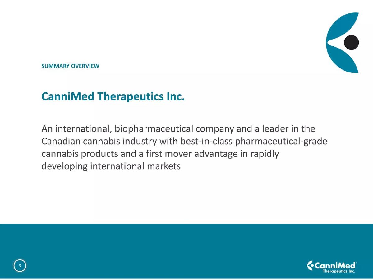CanniMed Therapeutics Inc. pitch deck slide 3 of 20