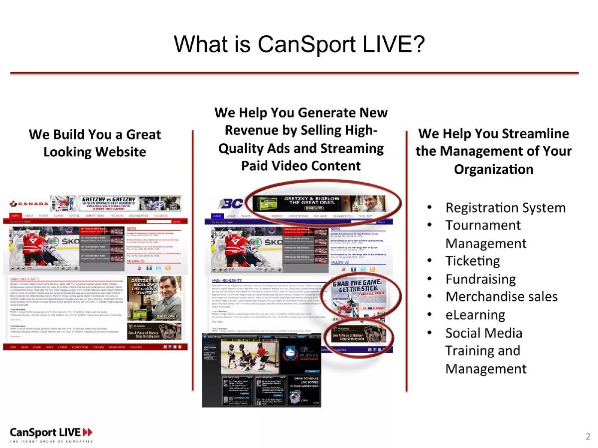 CanSport LIVE pitch deck slide 2 of 20