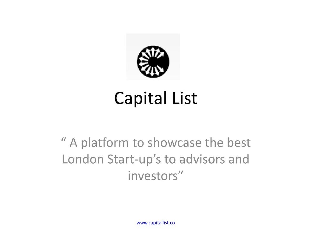 Capital List pitch deck slide 1 of 16