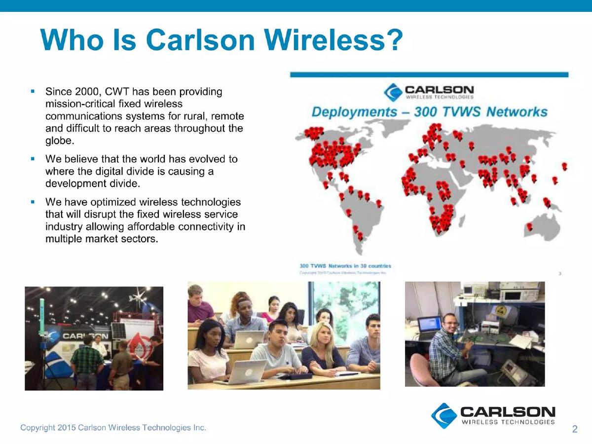 Carlson Wireless pitch deck slide 2 of 24