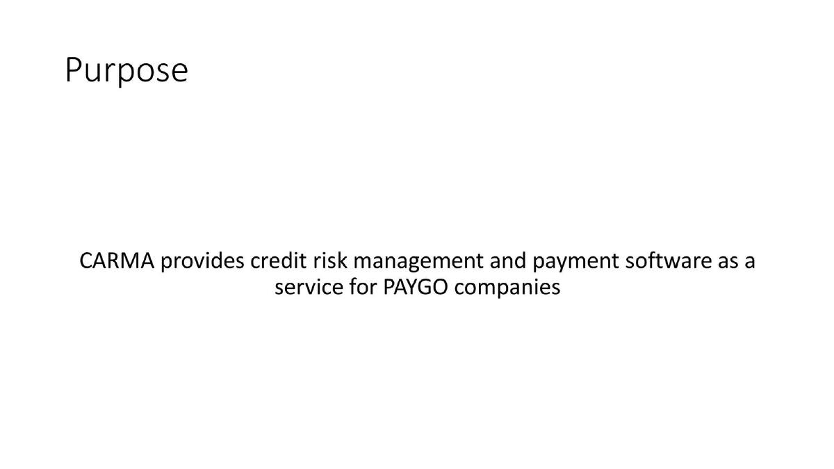Carma pitch deck slide 2 of 13