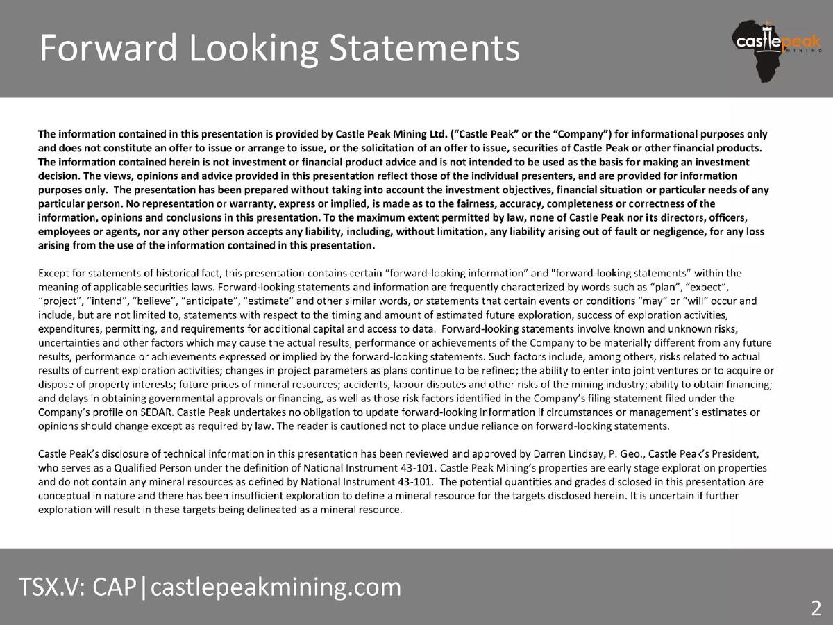 Castle Peak Mining Ltd. pitch deck slide 2 of 25