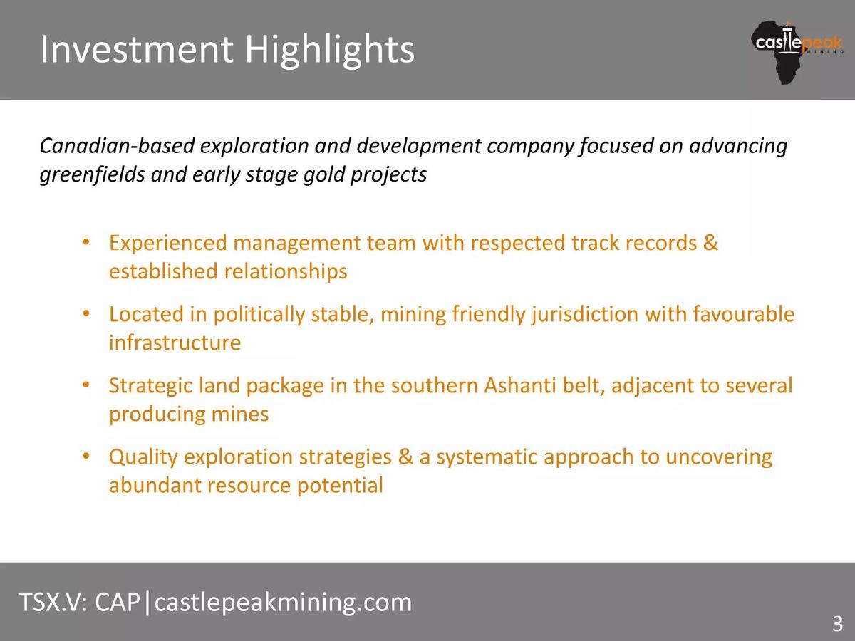 Castle Peak Mining Ltd. pitch deck slide 3 of 25