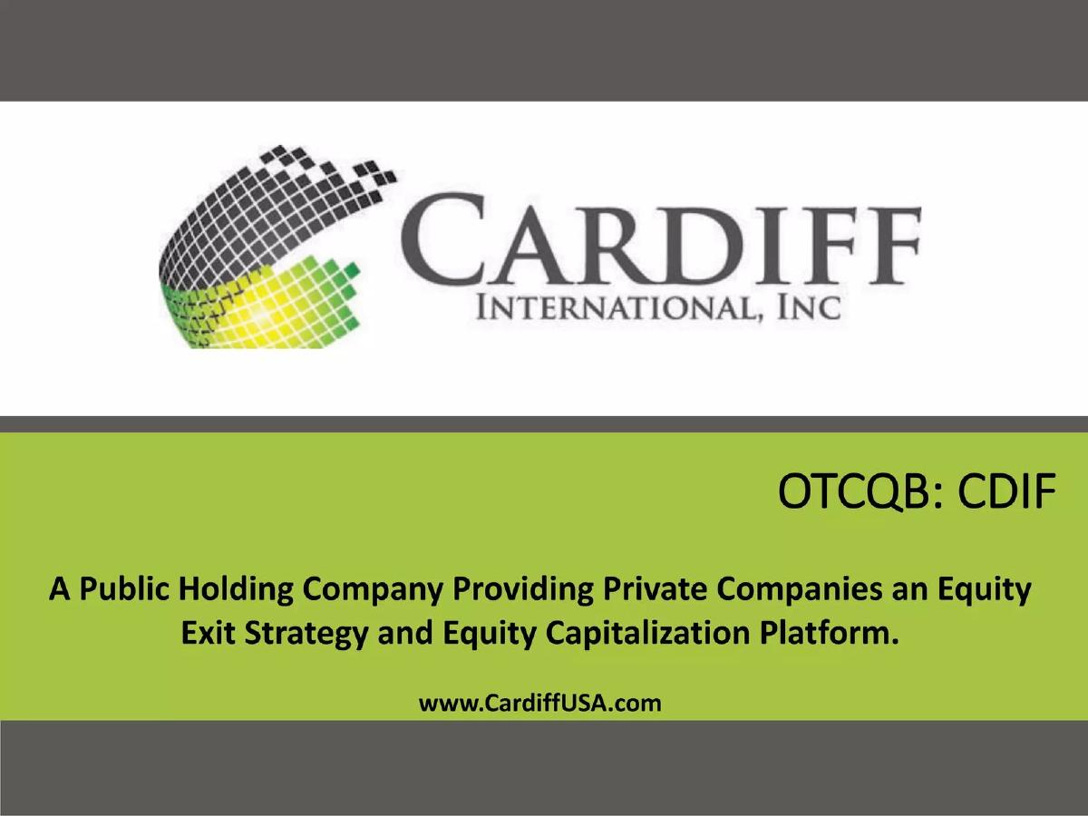Cardiff International, Inc. (CDIF) pitch deck slide 1 of 18