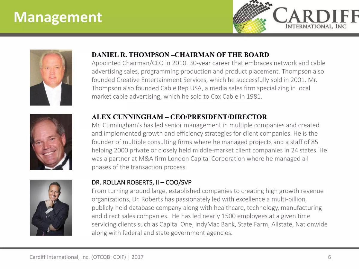 Cardiff International, Inc. (CDIF) pitch deck slide 6 of 18