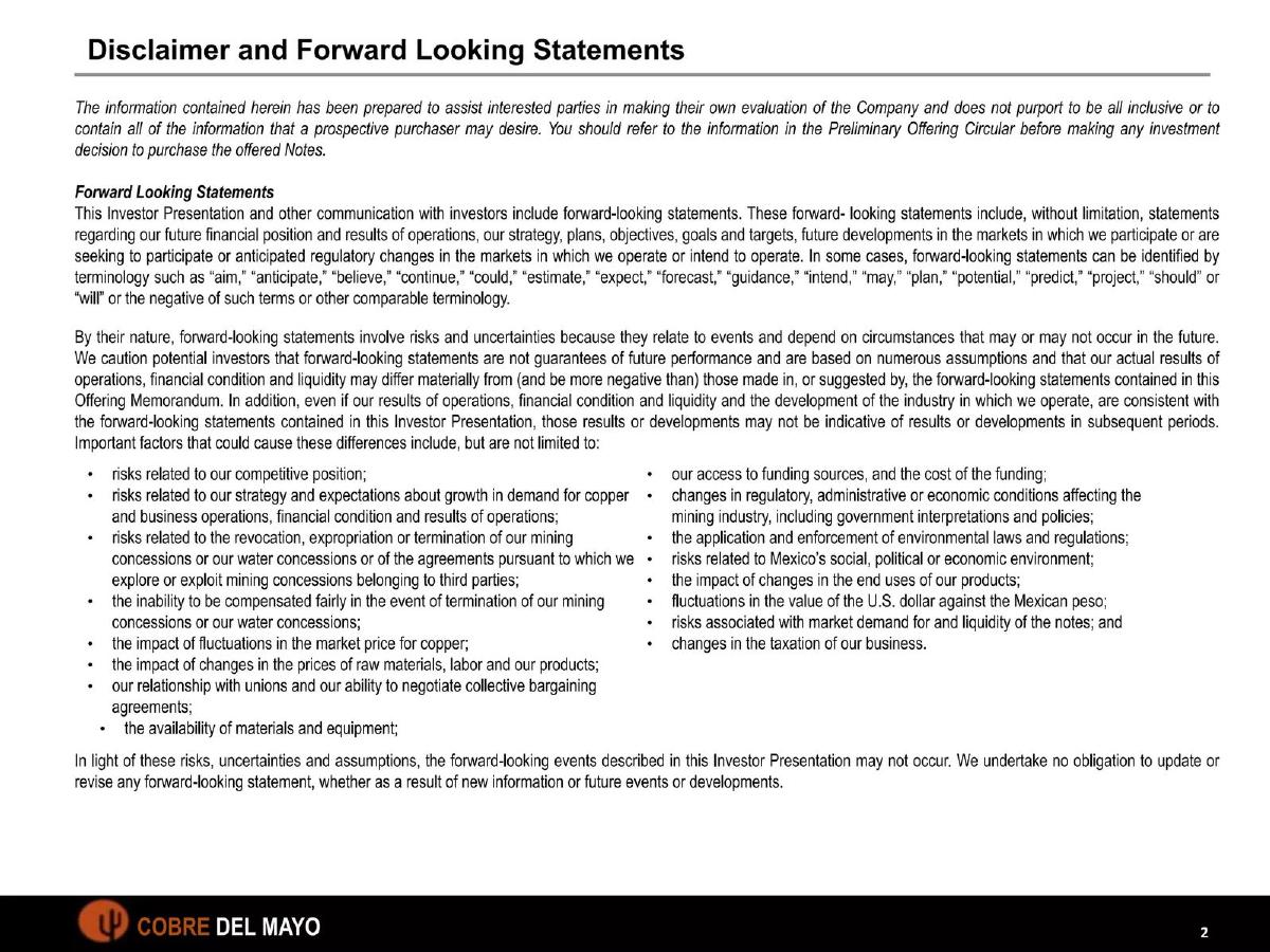 Cobre del Mayo pitch deck slide 2 of 25