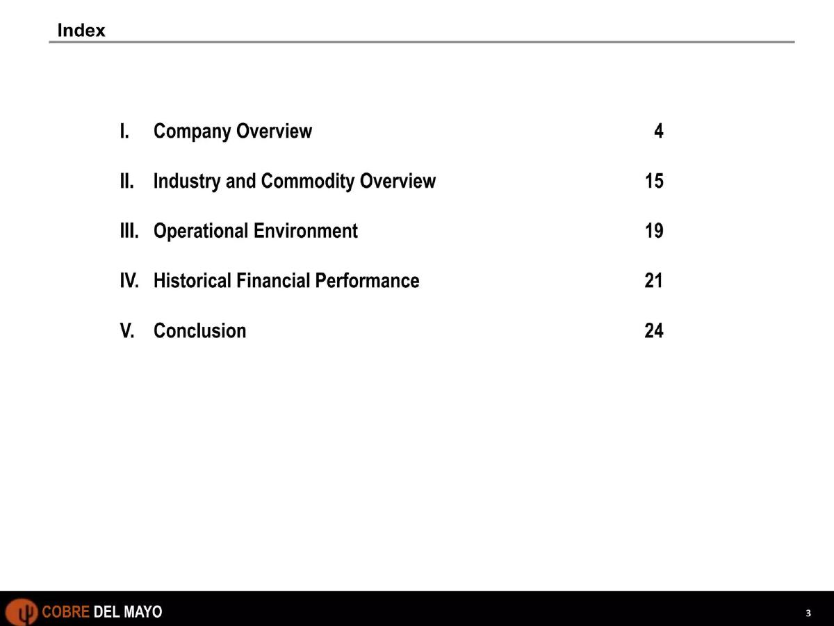 Cobre del Mayo pitch deck slide 3 of 25