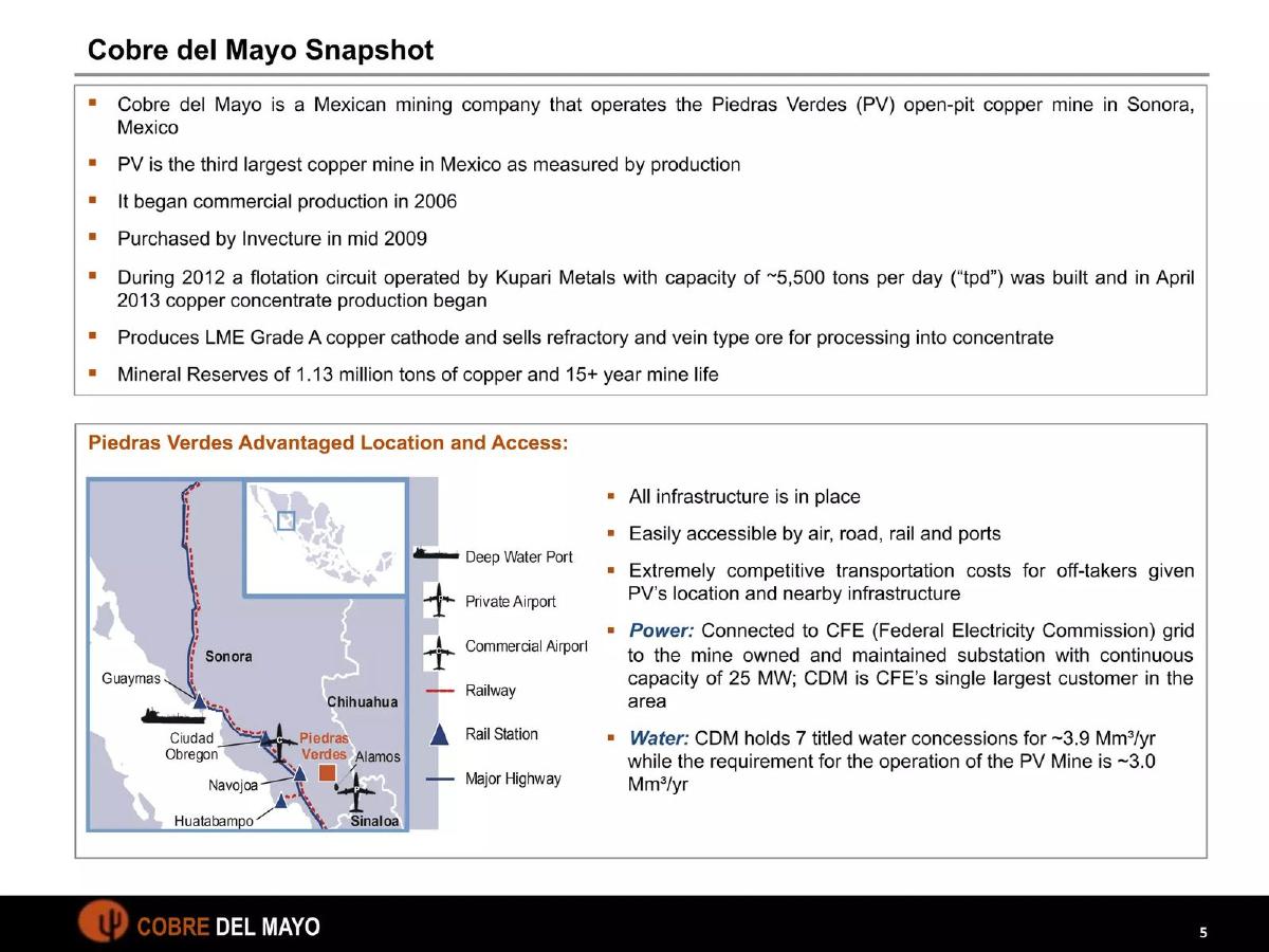 Cobre del Mayo pitch deck slide 5 of 25