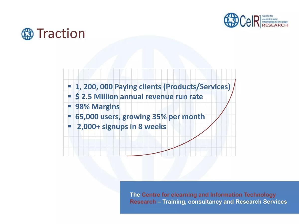 CeIR (Centre for elearning and Information Technology Research) pitch deck slide 5 of 12