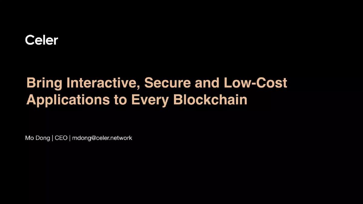 Celer Network pitch deck slide 1 of 15