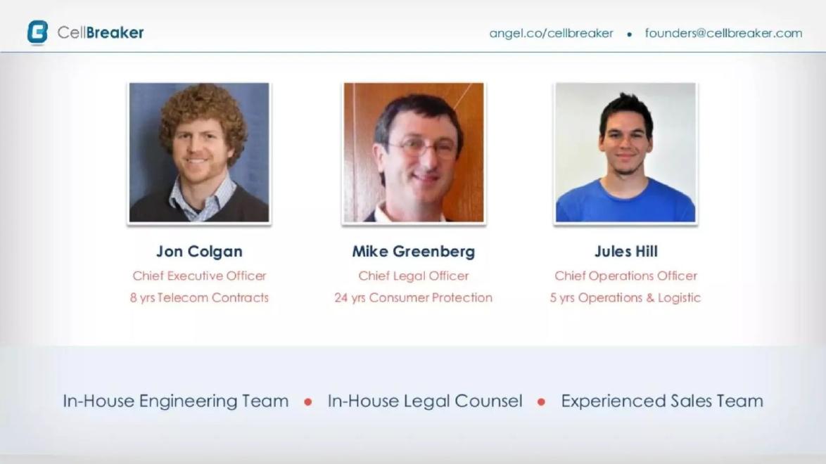 CellBreaker pitch deck Team slide 7