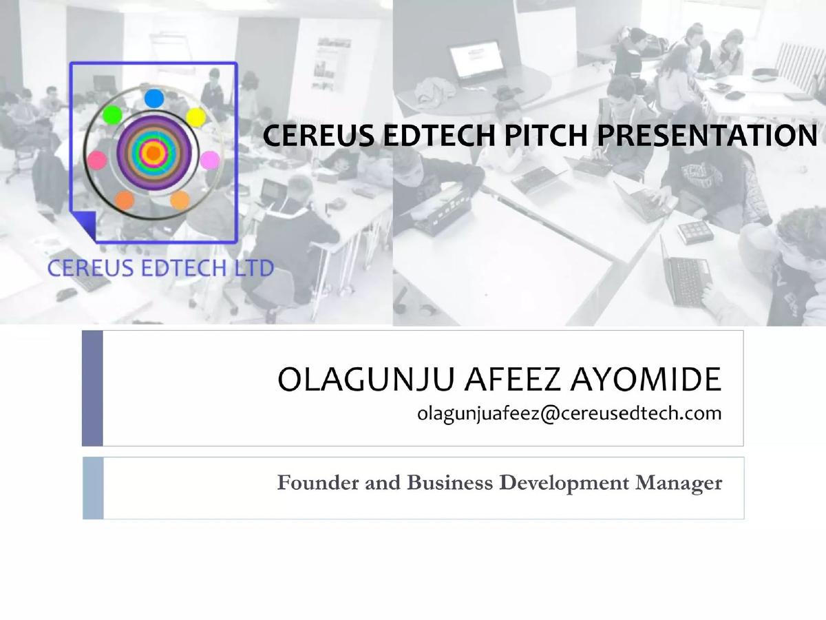 Cereus Edtech Ltd pitch deck slide 2 of 16