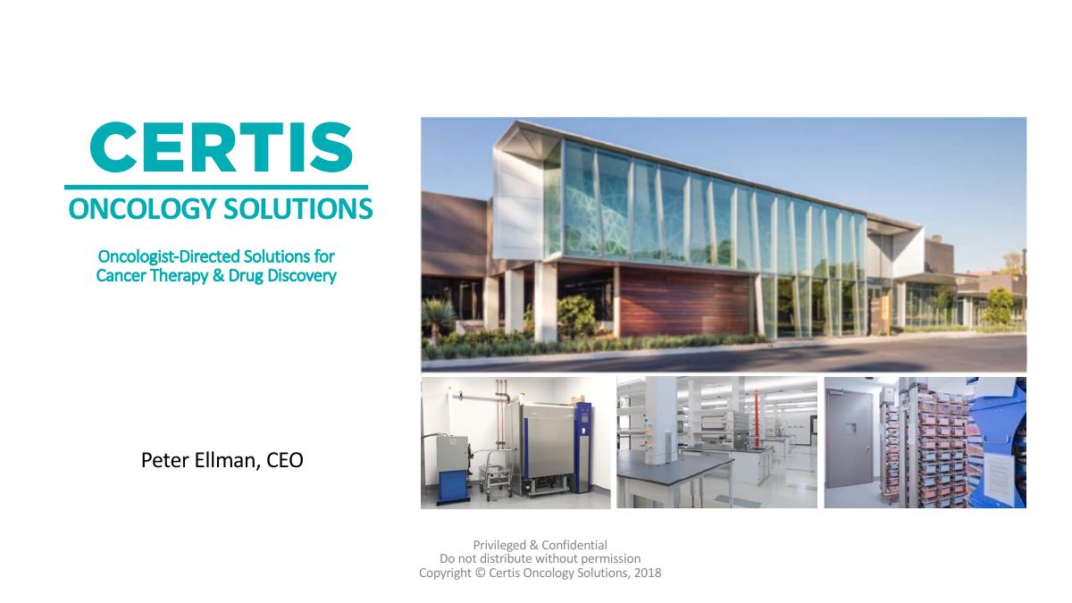 Certis Oncology Solutions pitch deck slide 1 of 17