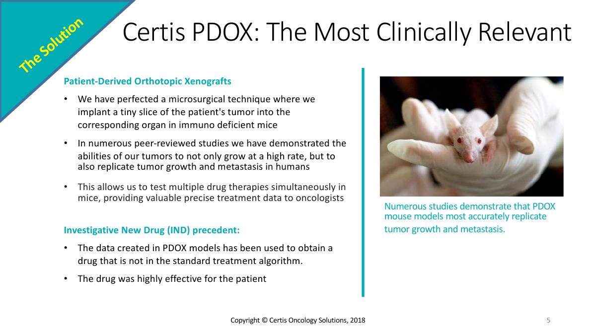 Certis Oncology Solutions pitch deck slide 5 of 17