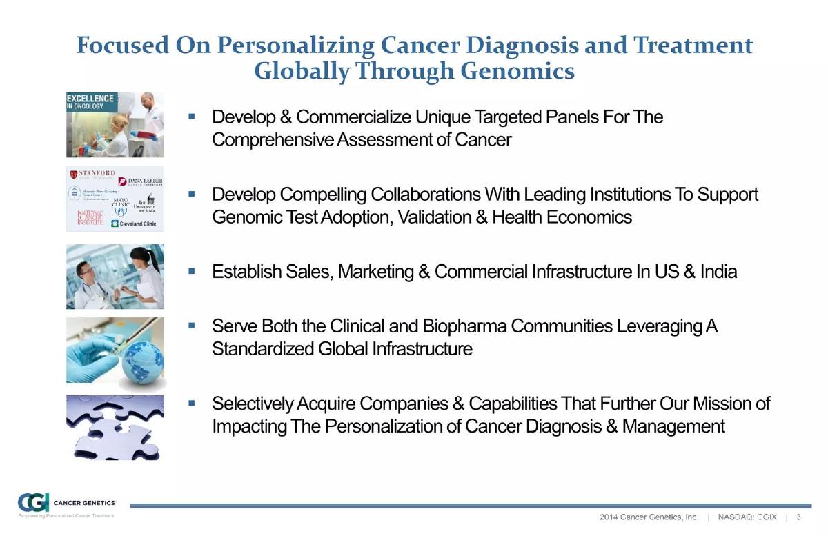 Cancer Genetics (CGIX) pitch deck slide 3 of 36