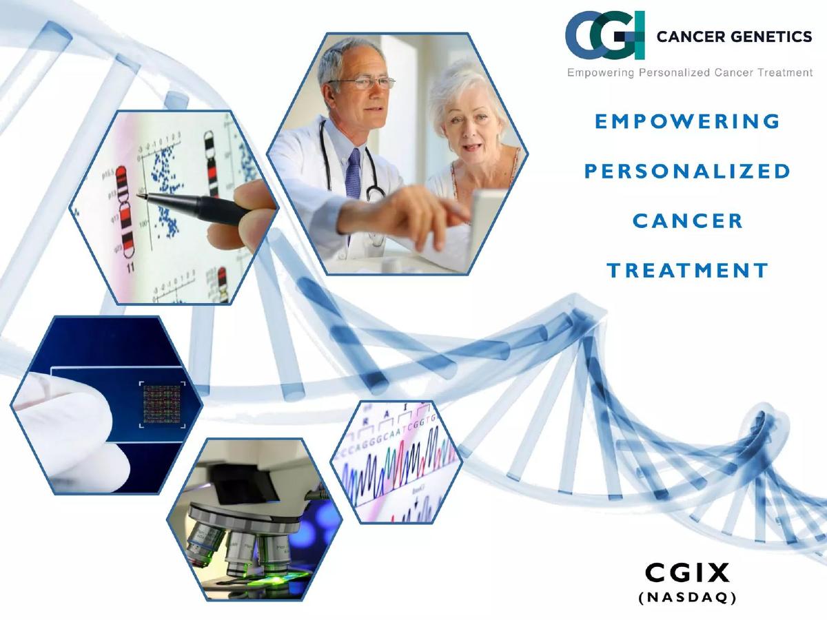 Cancer Genetics Incorporated (CGIX) pitch deck slide 1 of 32
