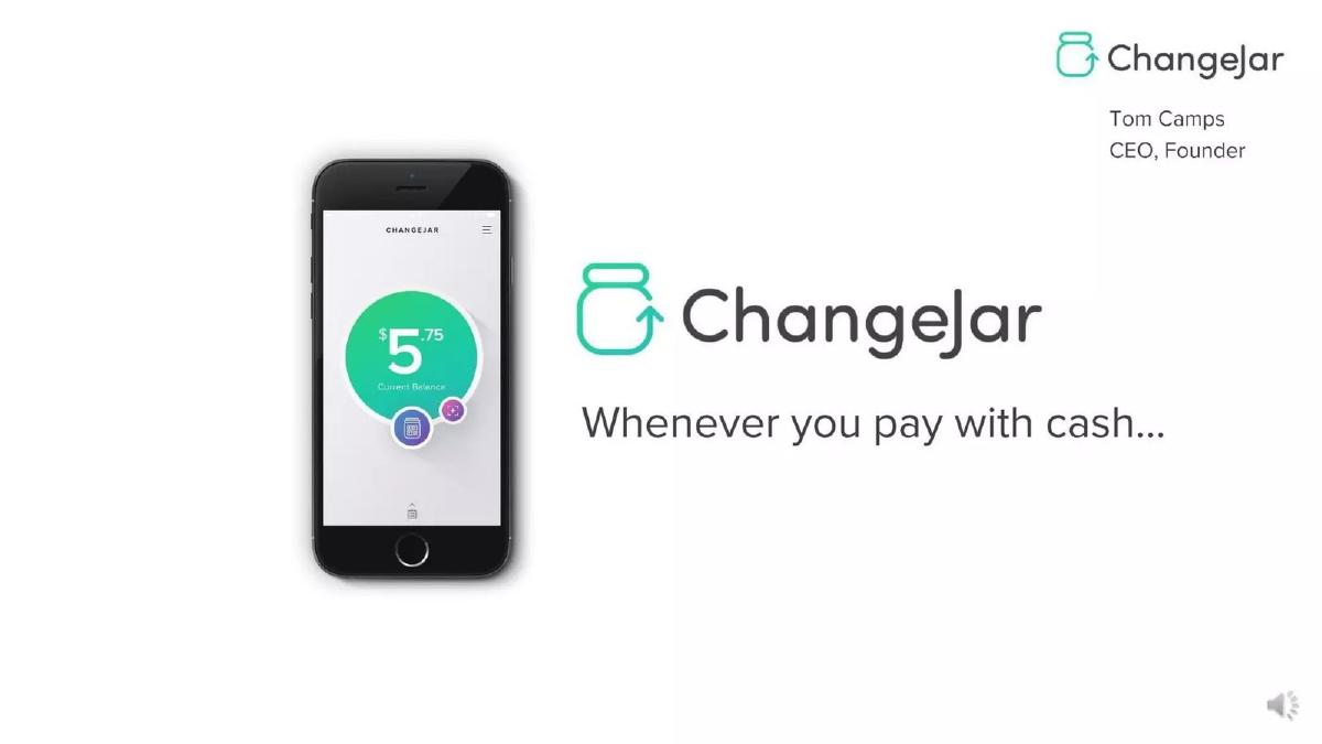 ChangeJar pitch deck slide 1 of 16