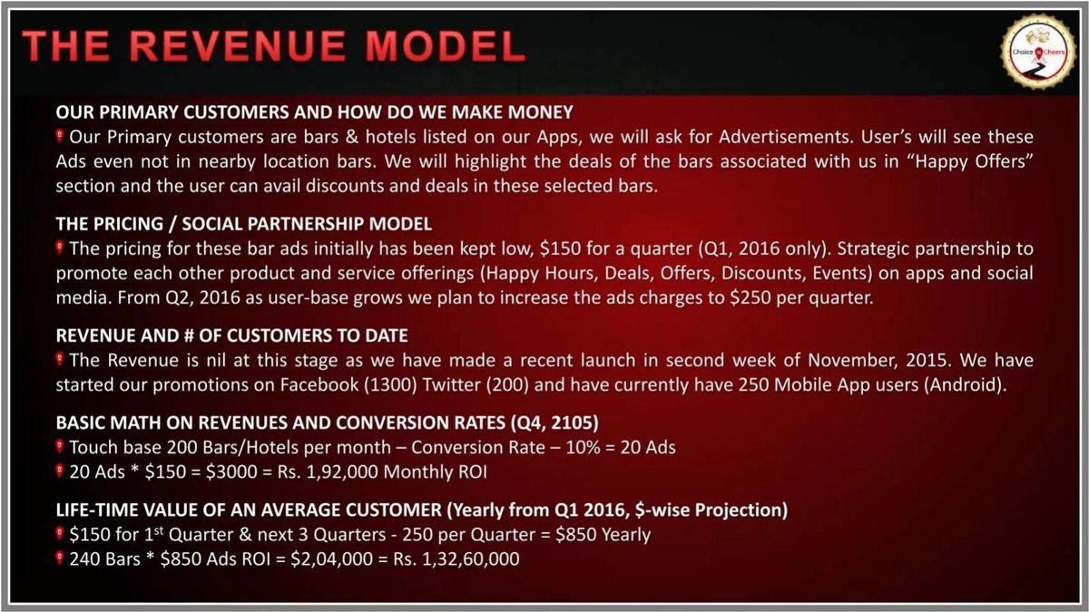 Choice n Cheers pitch deck go-to-market slide 11