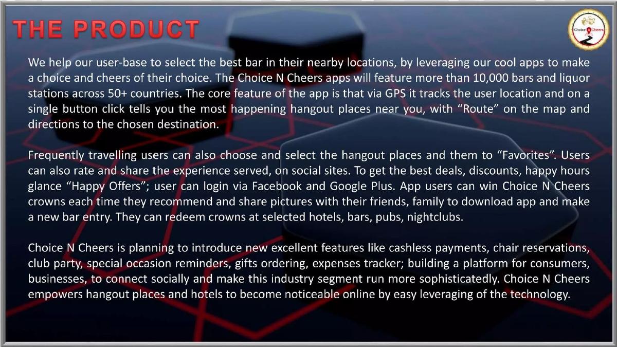 Choice N Cheers pitch deck slide 6 of 15