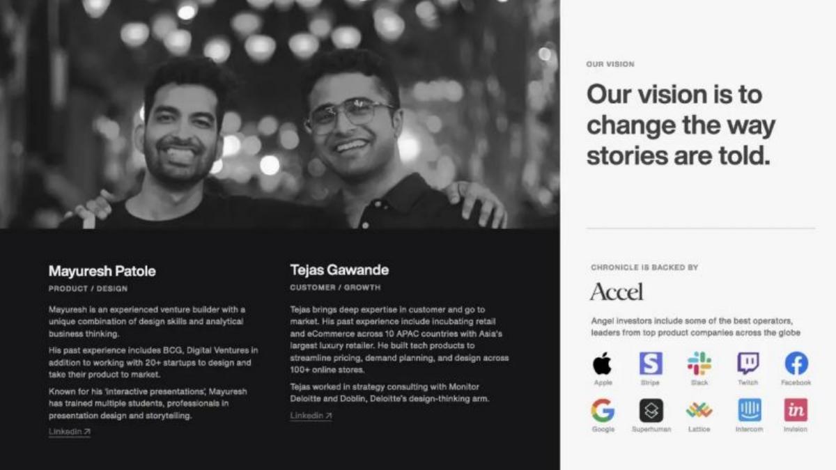 Chronicle pitch deck slide 1 of 9
