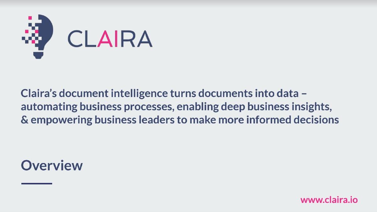 Claira pitch deck slide 2 of 15