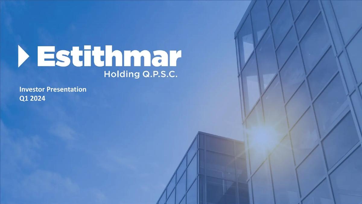Estithmar Holding Q.P.S.C. pitch deck slide 1 of 50