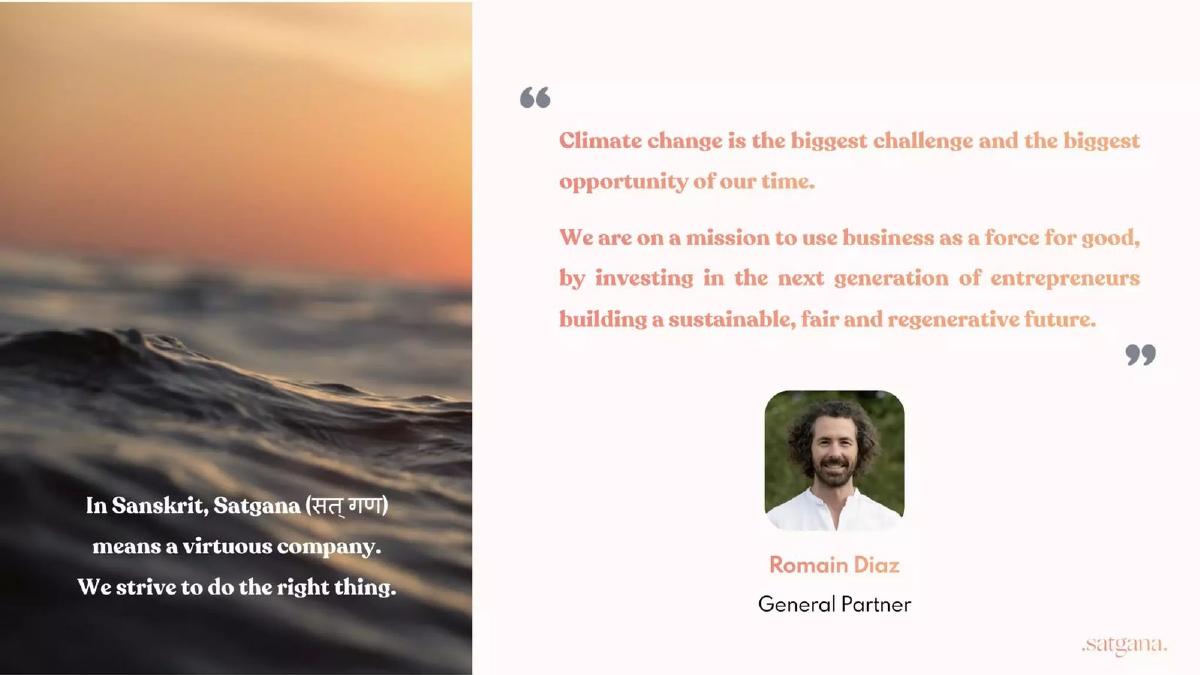 Satgana pitch deck slide 2 of 17