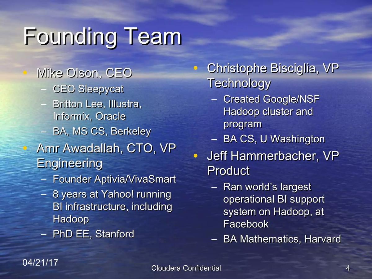 Cloudera pitch deck slide 4 of 15