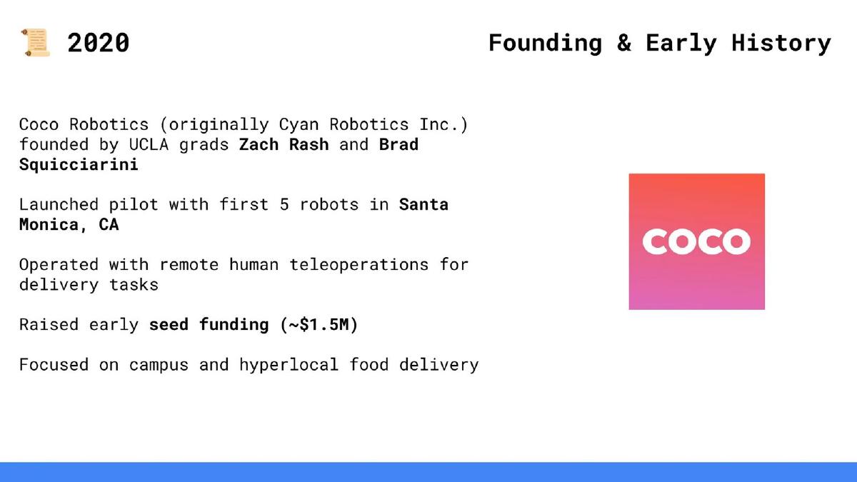 Coco Robotics (formerly Cyan Robotics Inc.) pitch deck slide 2 of 8