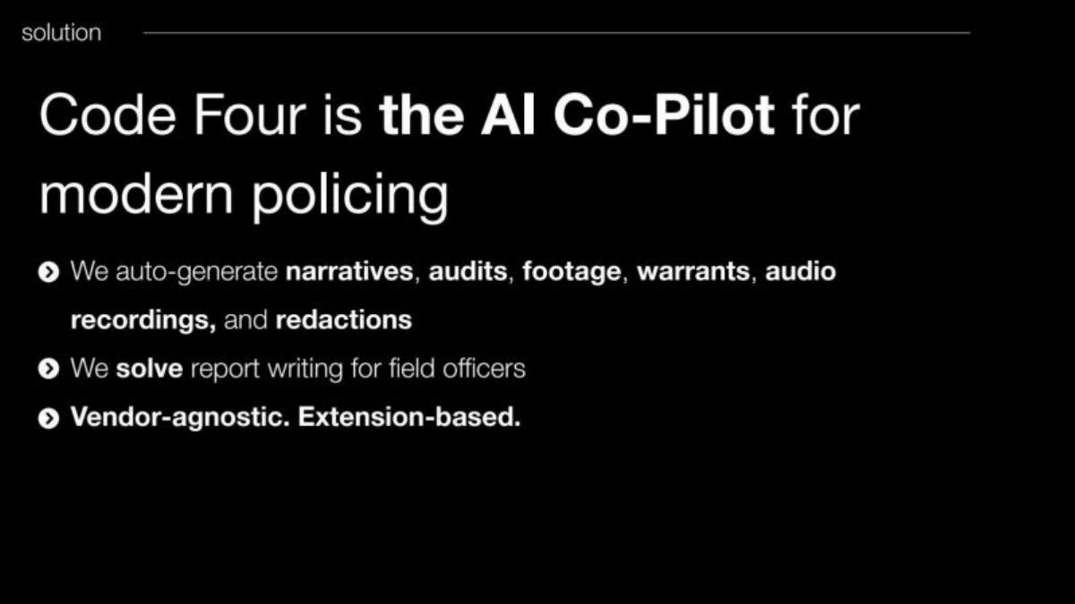 Code Four pitch deck slide 4 of 8