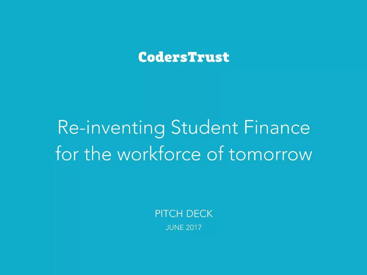 CodersTrust pitch deck slide 1 of 26