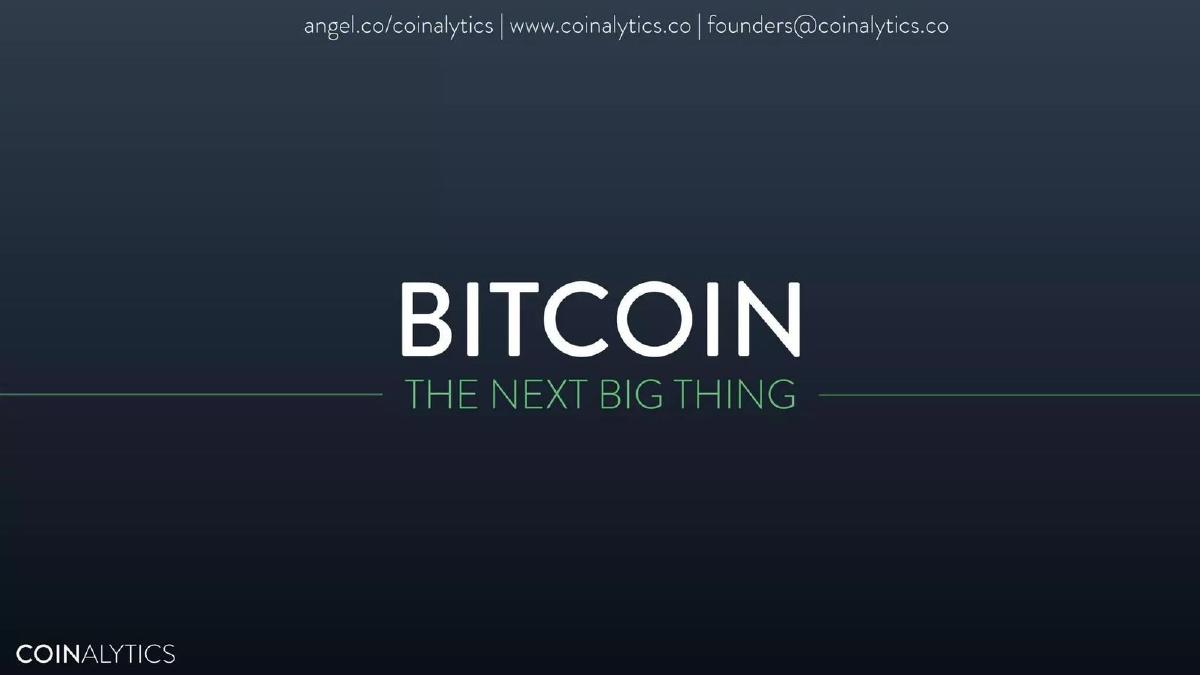 Coinalytics pitch deck slide 2 of 11