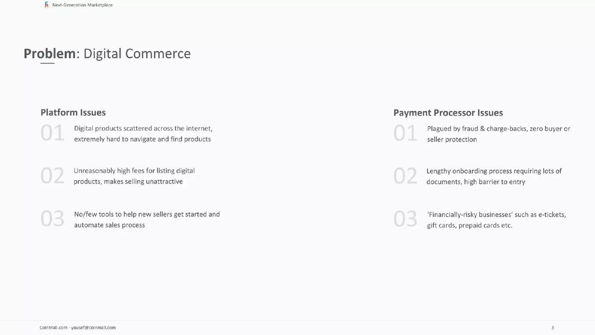 CoinMall pitch deck slide 3 of 11