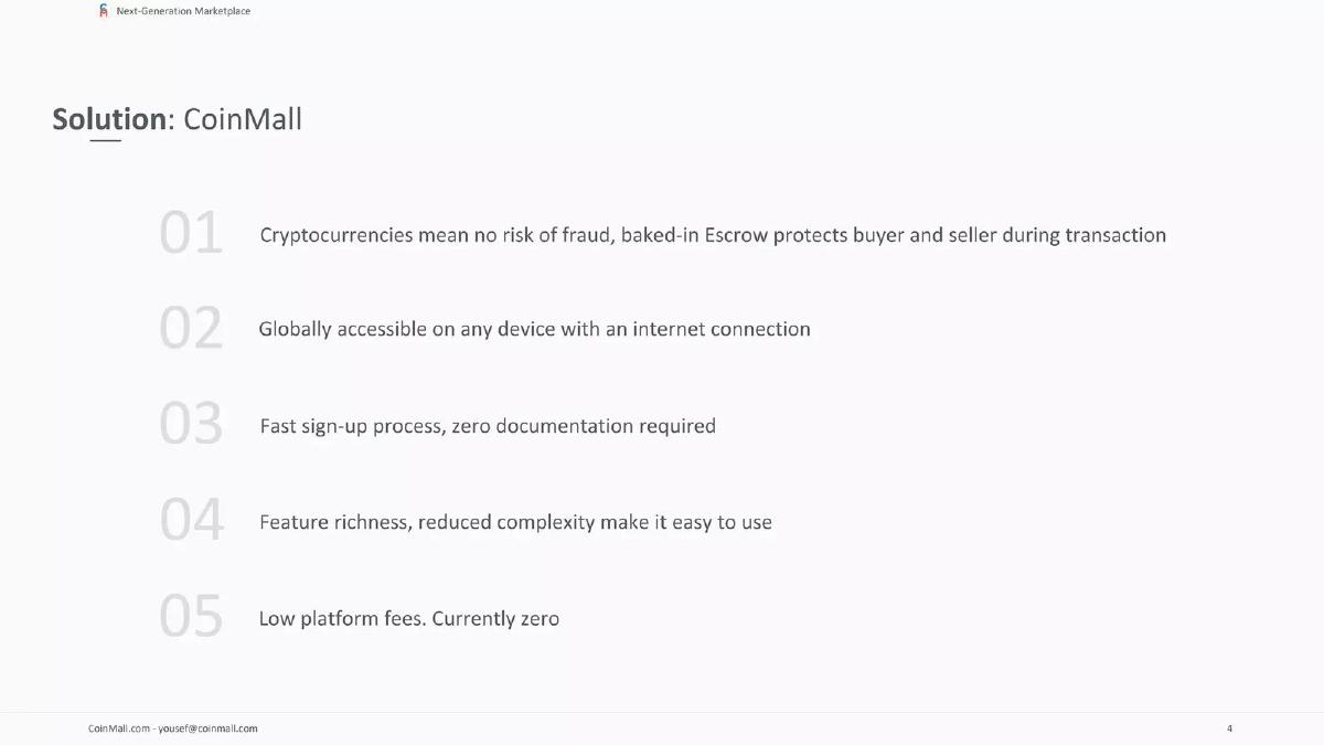 CoinMall pitch deck slide 4 of 11