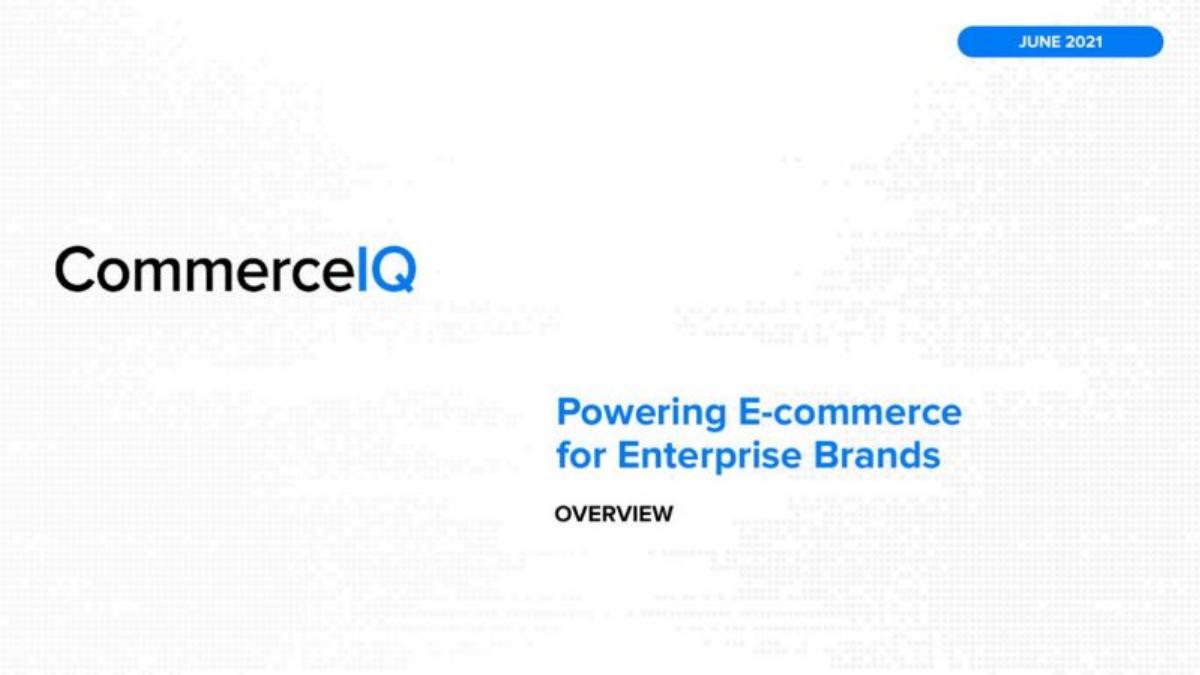 CommerceIQ pitch deck slide 1 of 14