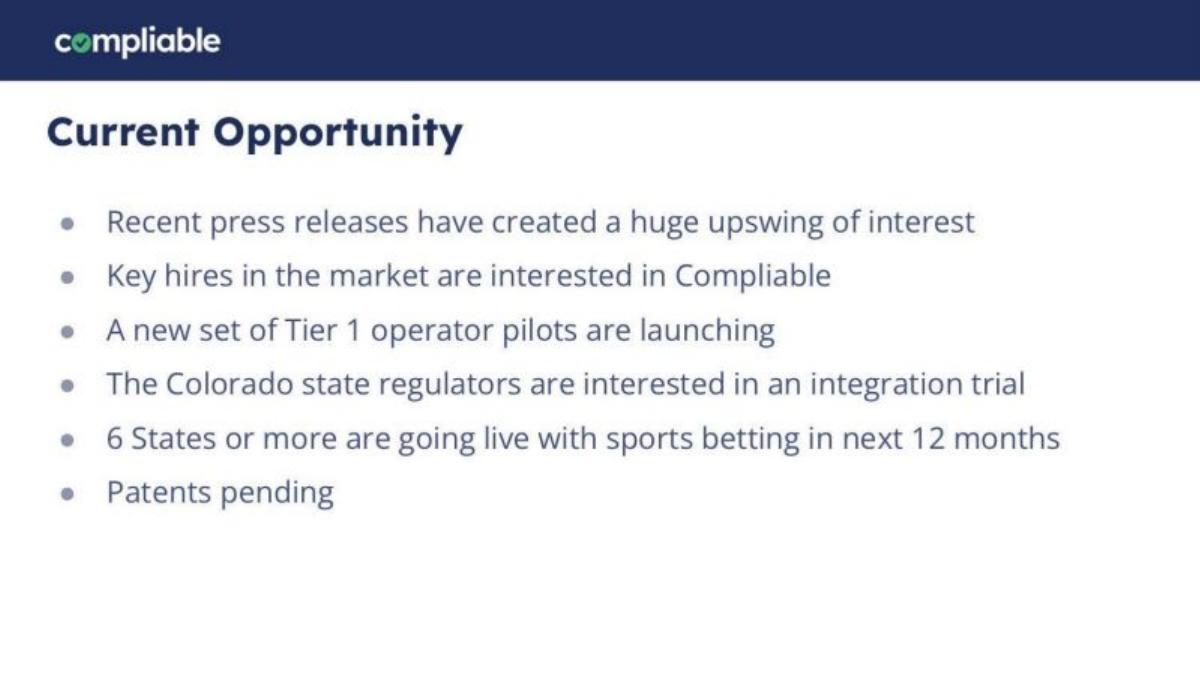 Compliable pitch deck slide 1 of 5