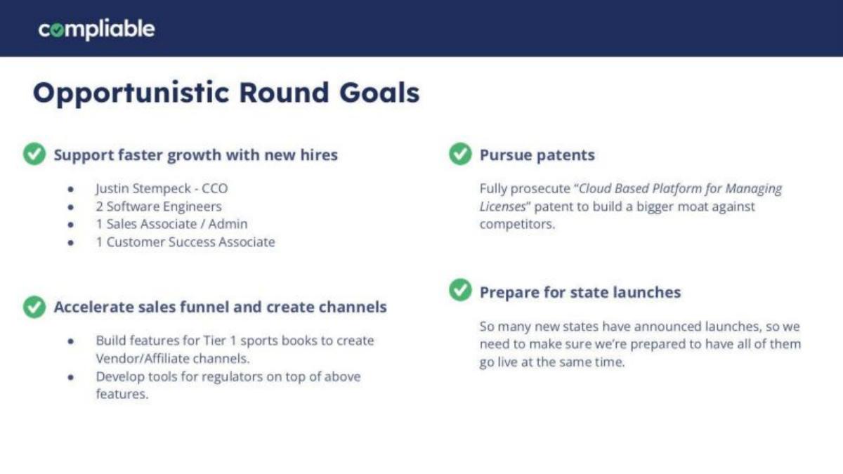 Compliable pitch deck slide 3 of 5