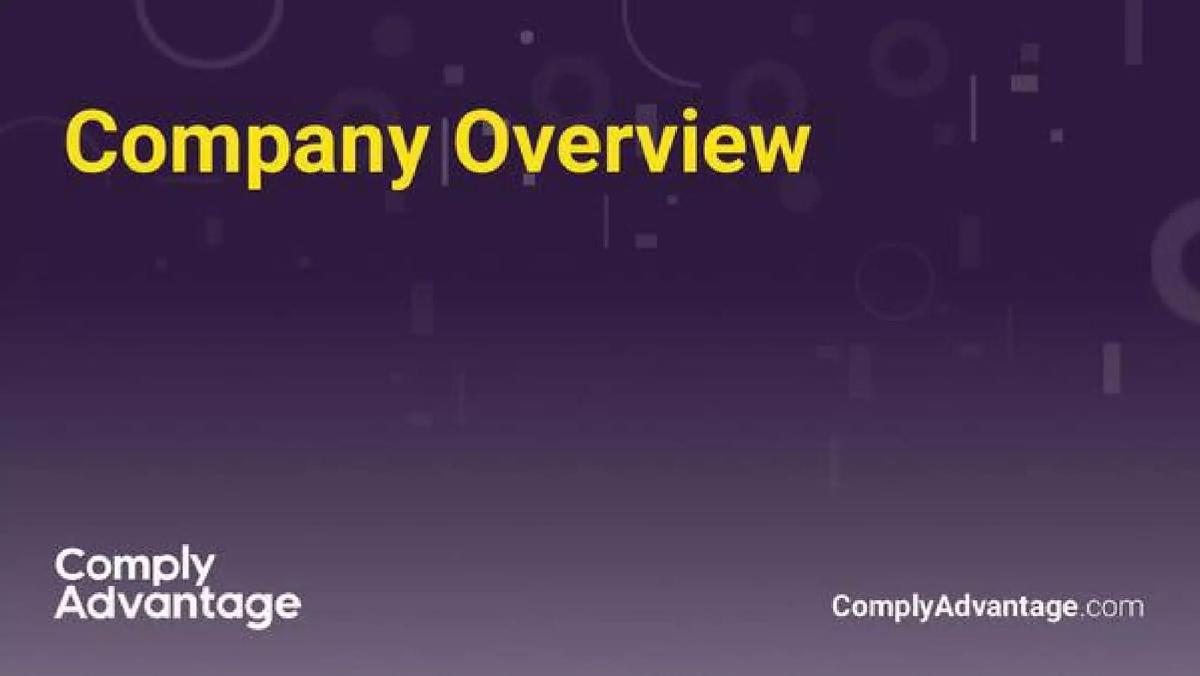 ComplyAdvantage pitch deck slide 1 of 16