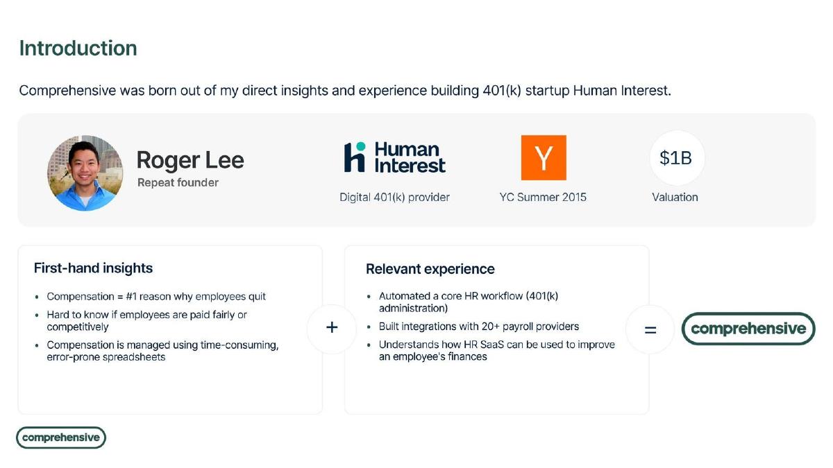 Comprehensive pitch deck slide 2 of 10
