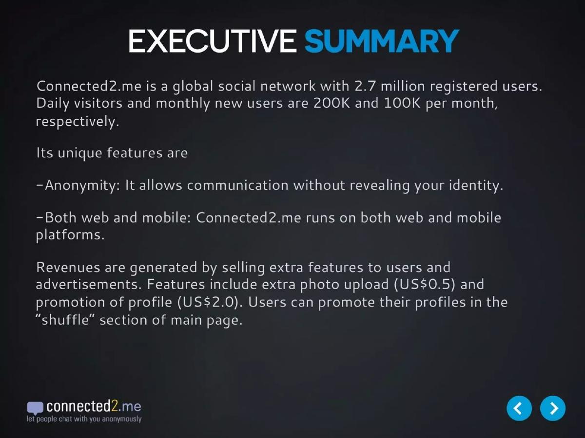 Connected2me pitch deck slide 2 of 9