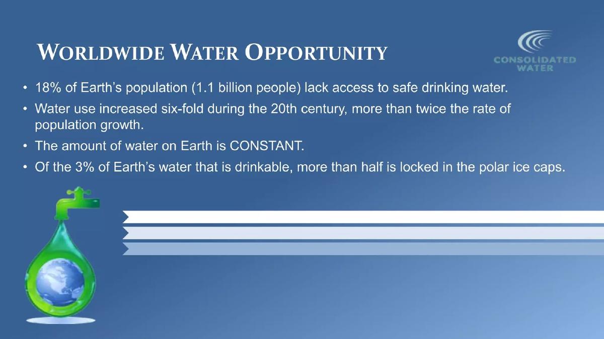 Consolidated Water pitch deck slide 3 of 15