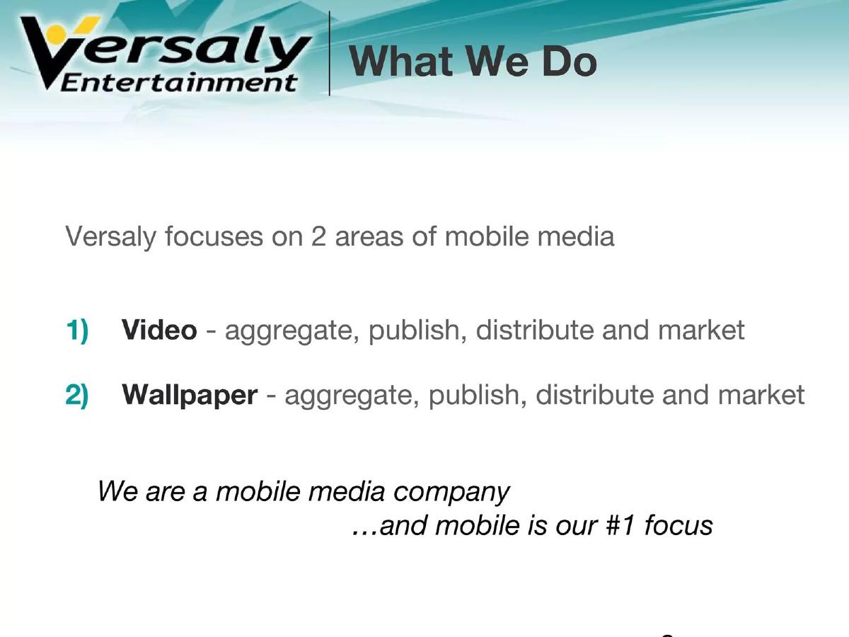 Versaly Entertainment pitch deck slide 3 of 30