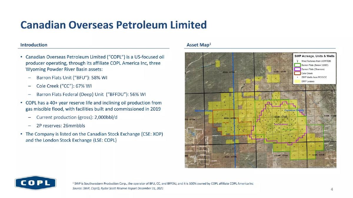 Canadian Overseas Petroleum Limited (COPL) pitch deck slide 4 of 26